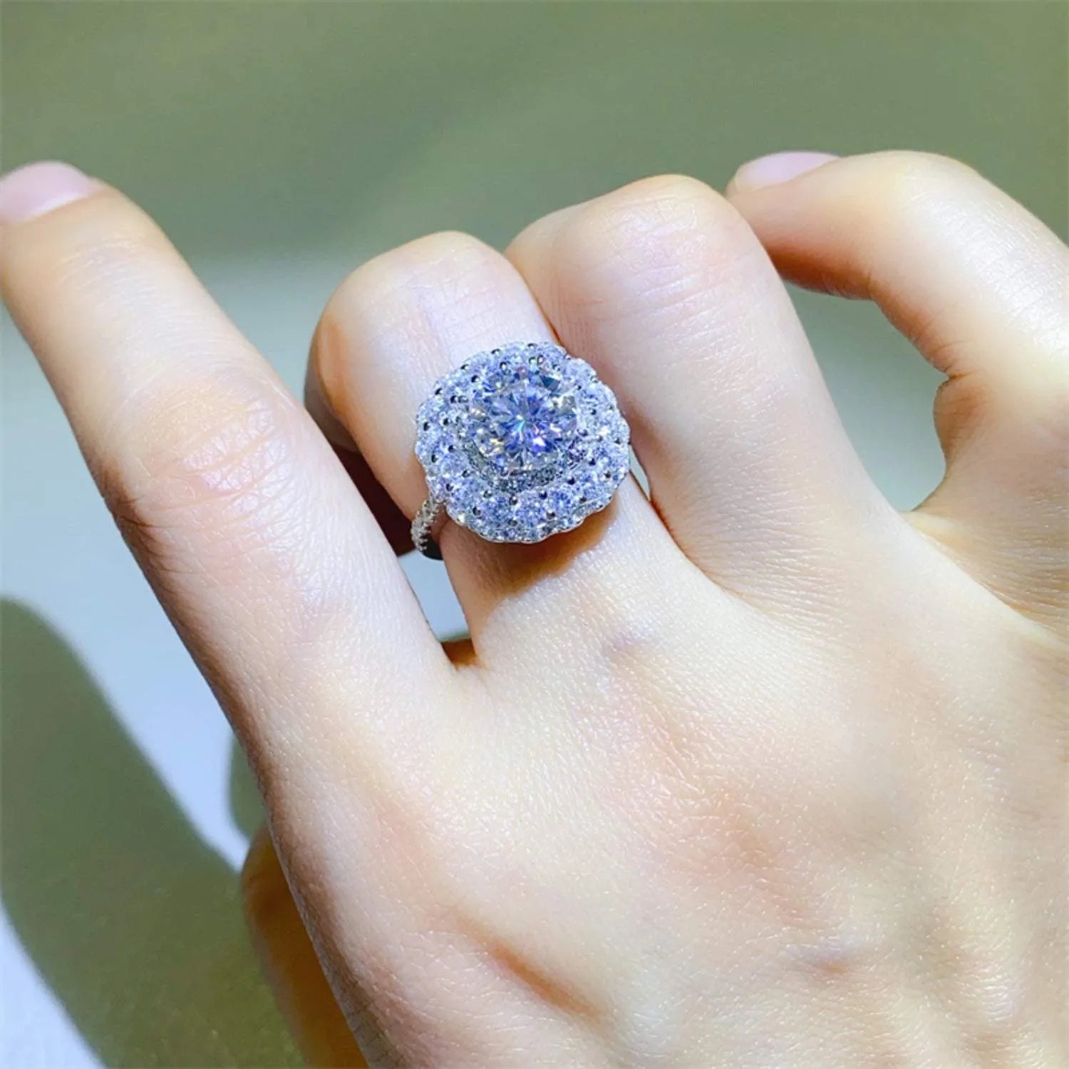 2 Carat Moissanite 925 Sterling Silver Ring Silver 2 Carat - Tophatter Daily Deals